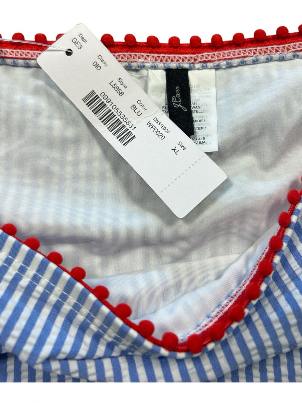 J.CREW Size L/XL Coastal Blue and White Stripe Bikini NWT - Picture 6 of 8